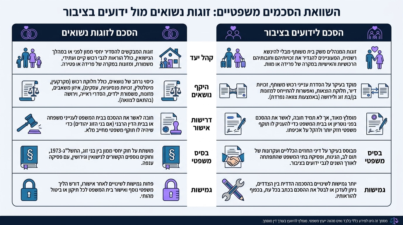 הסכם חיים משותפים ידועים בציבור: כל מה שצריך לדעת