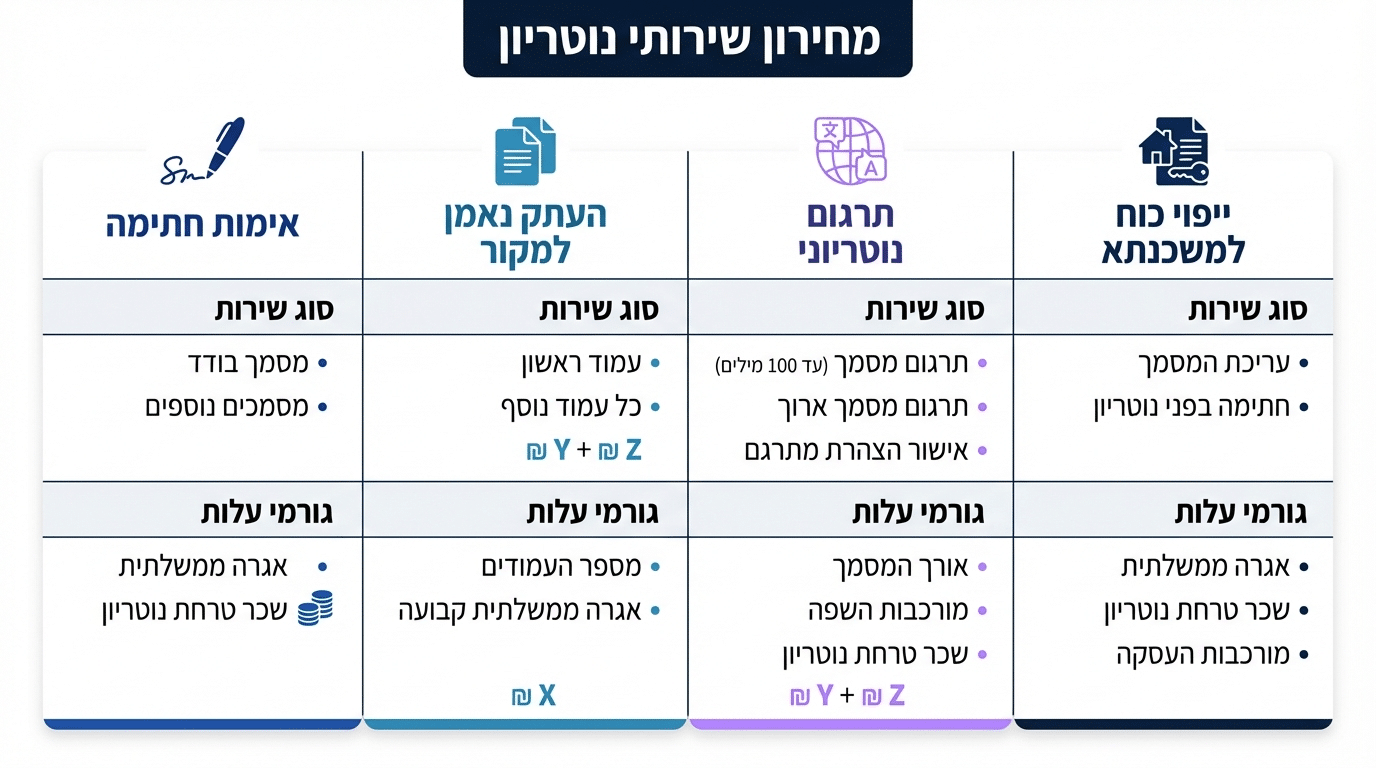 עלויות שירותי נוטריון