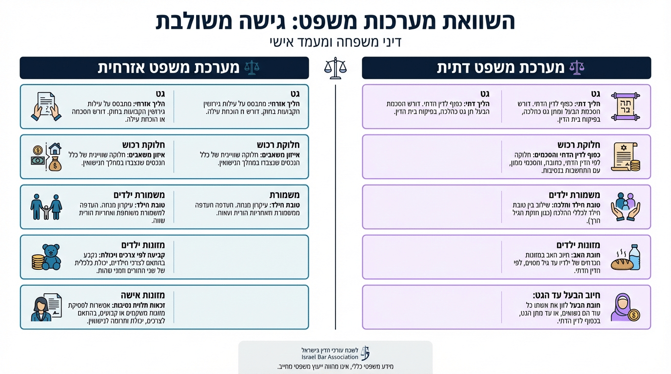 ההבדל בין בית המשפט לענייני משפחה לבית הדין הרבני